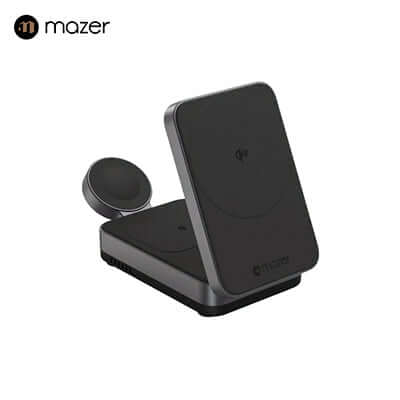 Mazer MagFold Trio Qi2 Certified 15W Foldable 3-in-1 Wireless Charger by Corporate Gift Store Singapore