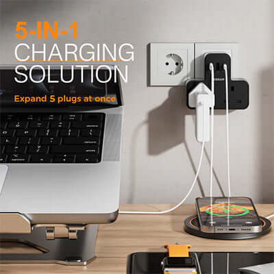 TESSAN Multi Plug Extension Wall Adapter with USB C by Corporate Gift Store Singapore