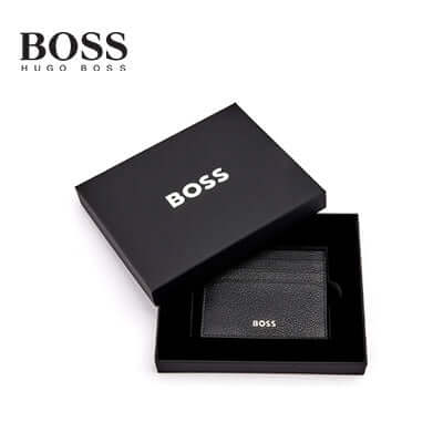 Hugo Boss Card holder Classic Grained in a black gift box, perfect for a corporate gift.