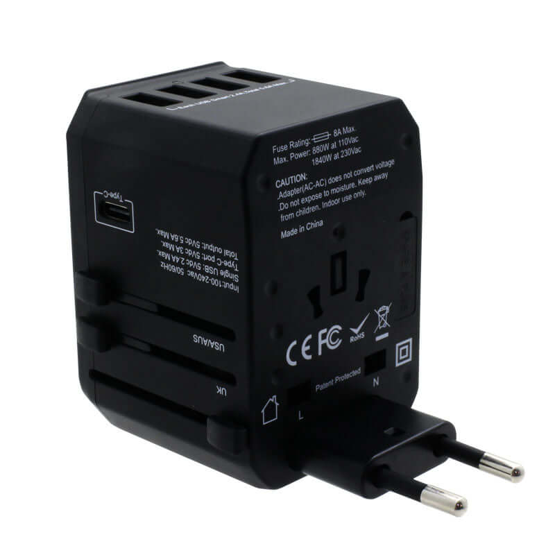Valore Universal Travel Adaptor with 4 USB + 1 Type-C Output (AC57) by Corporate Gift Store Singapore