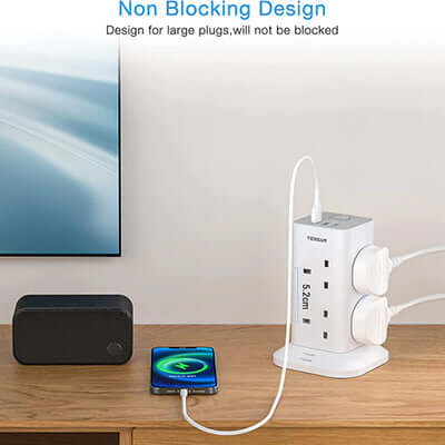TESSAN Extension Cord Tower 8 Ways with 2 USB-A & 1 USB-C Ports by Corporate Gift Store Singapore