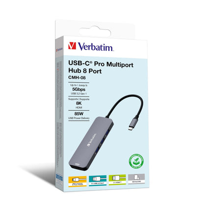 Verbatim USB-C Pro Multiport Hub 8 Port (CMH-08) by Corporate Gift Store Singapore