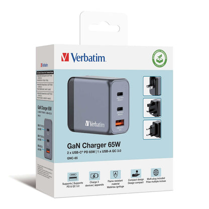 Verbatim 3-Port 65W GaN Charger 32201 by Corporate Gift Store Singapore