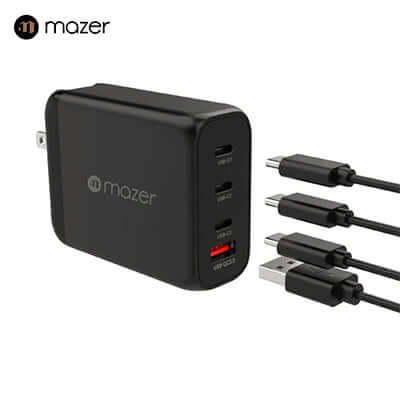 Mazer GaNPrestige 120W GaN Wall Charger with Travel Pins (4 Ports) by Corporate Gift Store Singapore