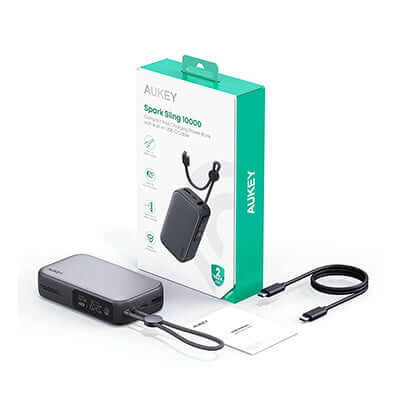 Aukey PB-Y47 10000mAh Powerbank with Built-in USB-C Cable by Corporate Gift Store Singapore