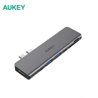 Aukey CB-C76 Type C to USB 3.0 7-in-1 Thunderbolt 3 Hub by Corporate Gift Store Singapore
