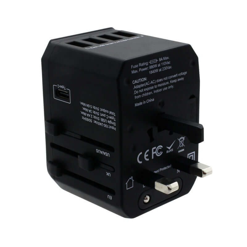 Valore Universal Travel Adaptor with 4 USB + 1 Type-C Output (AC57) by Corporate Gift Store Singapore