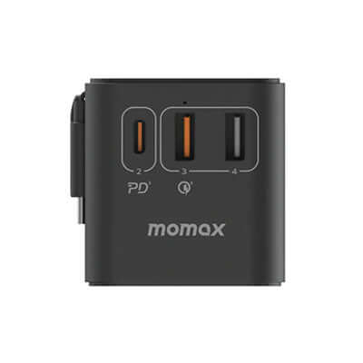Momax 1-World+ 3-Port Travel GaN Charger With Built-in USB-C Cable 70W by Corporate Gift Store Singapore