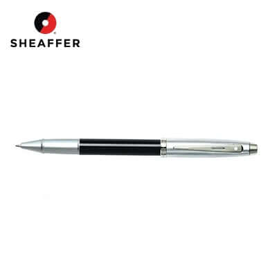 Sheaffer® 100 Glossy Black Barrel Brushed Chrome Cap Rollerball Pen by Corporate Gift Store Singapore