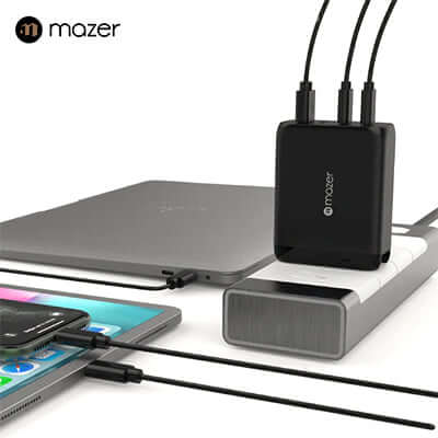 Mazer GaNPrestige 120W GaN Wall Charger with Travel Pins (4 Ports) by Corporate Gift Store Singapore