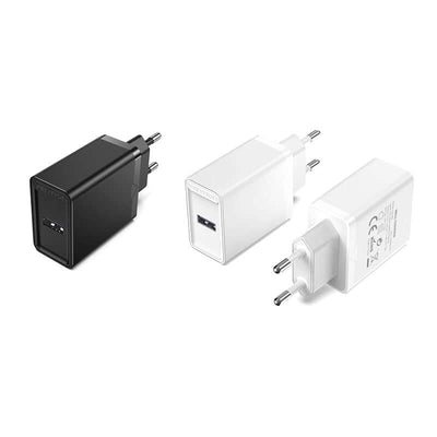 Vention 1-Port USB Wall Charger 22.5W in black and white, ideal for corporate gift and fast charging.