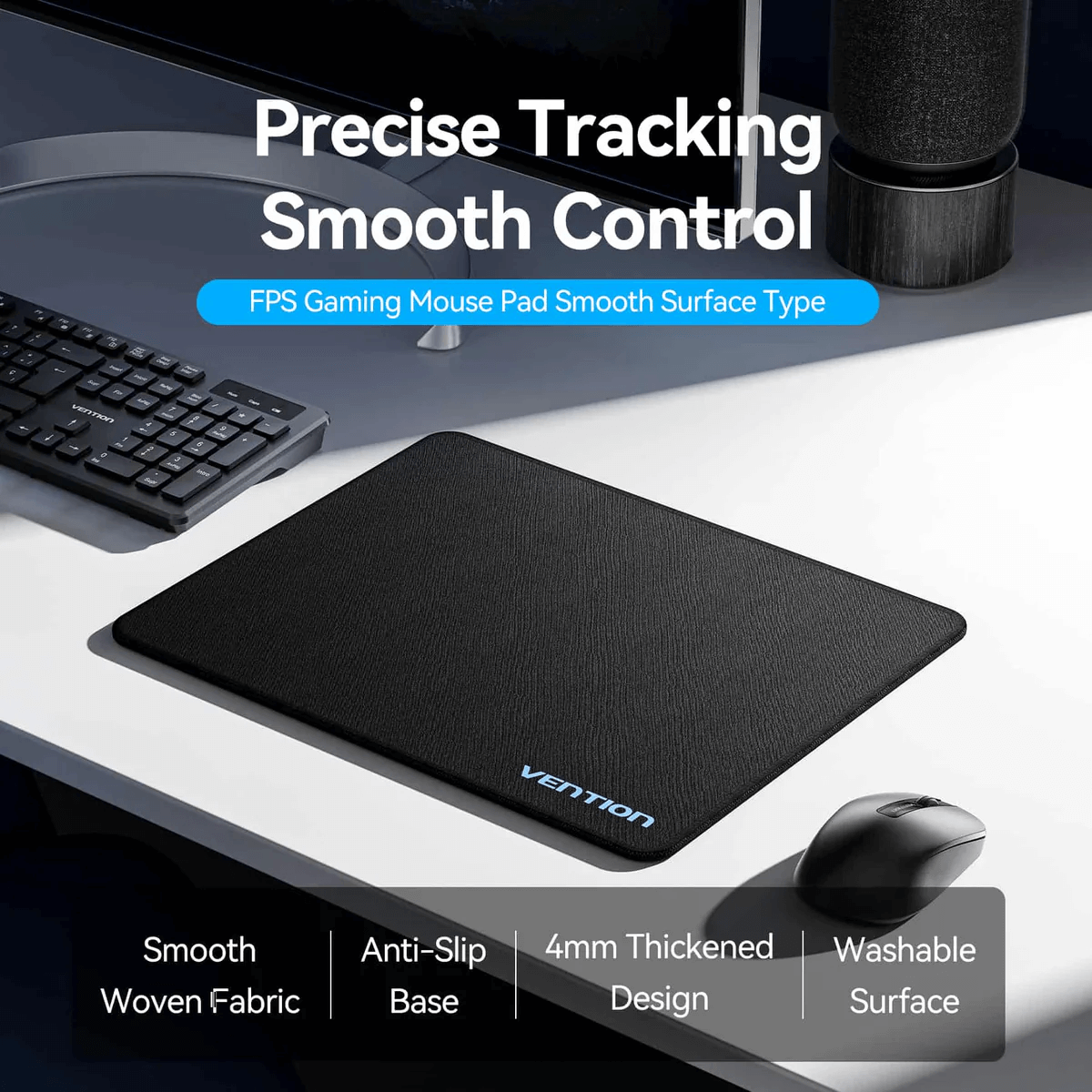 Vention Gaming Mouse Pad featuring precise tracking, smooth control, and anti-slip base for gamers.