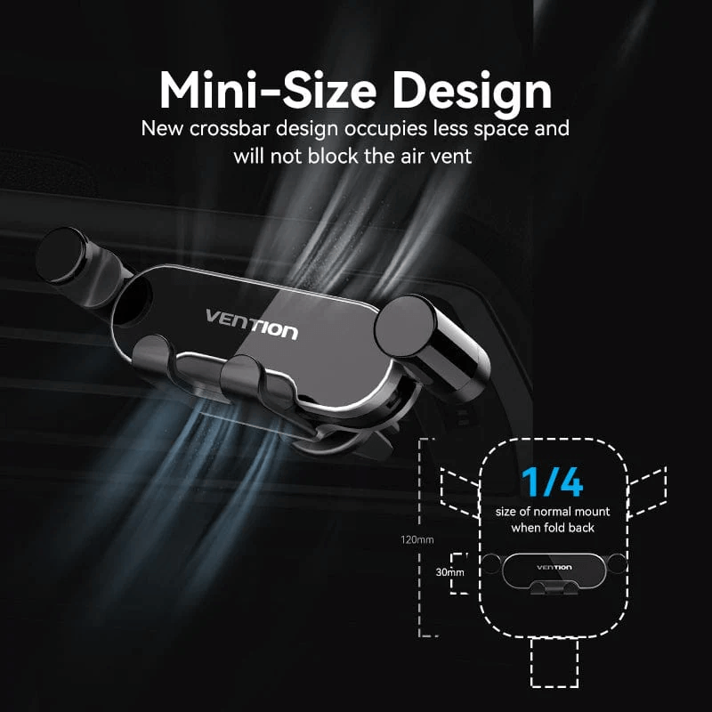 Vention Compact Car Phone Mount mini-size design with new crossbar technology not blocking air vent