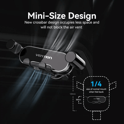 Vention Compact Car Phone Mount mini-size design with new crossbar technology not blocking air vent
