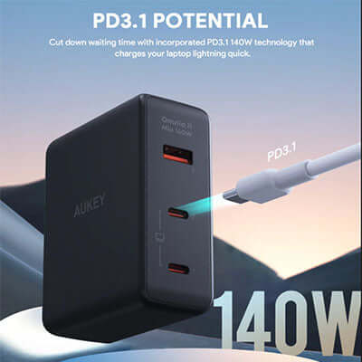 Aukey PA-B7O Omnia II Mix 140W Wall Charger by Corporate Gift Store Singapore