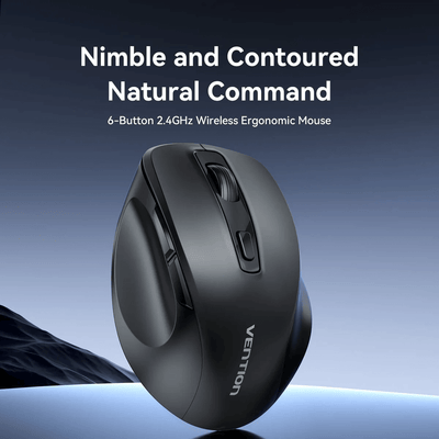 Vention 2.4G Wireless Ergonomic Mouse featuring a 6-button design for comfort and precision as a Corporate Gift