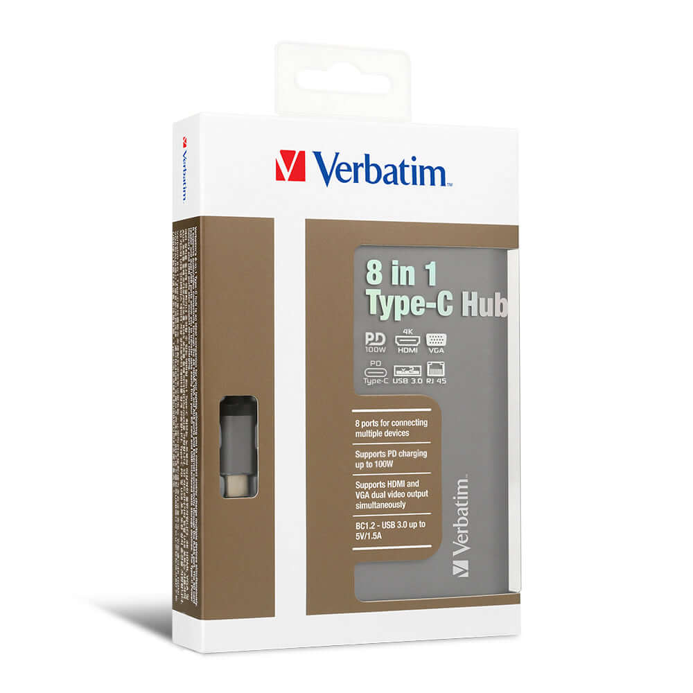 Verbatim 8-in-1 Type C Hub 66148 by Corporate Gift Store Singapore
