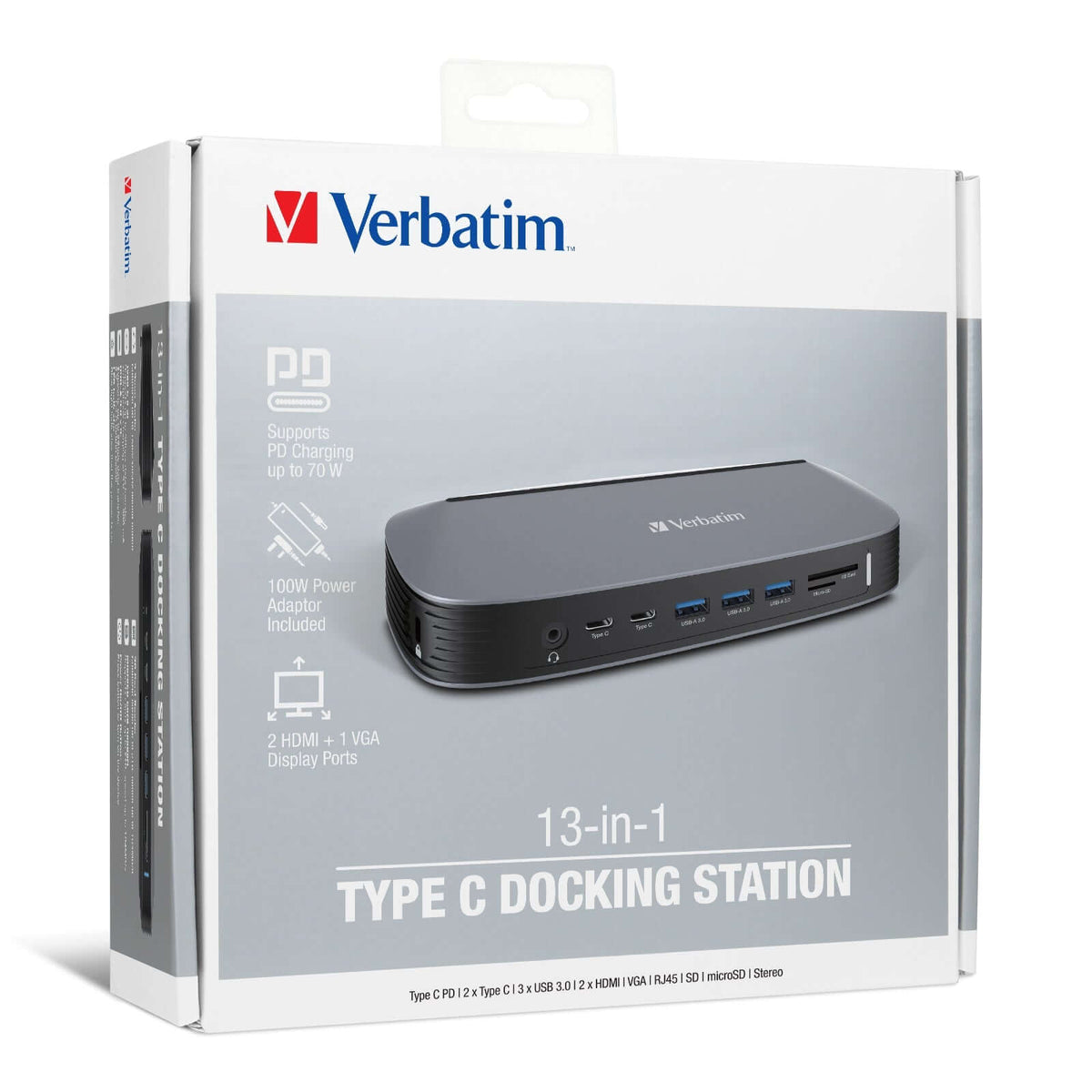 Verbatim 13-in-1 Type C Docking Station with AC Adaptor 100W by Corporate Gift Store Singapore