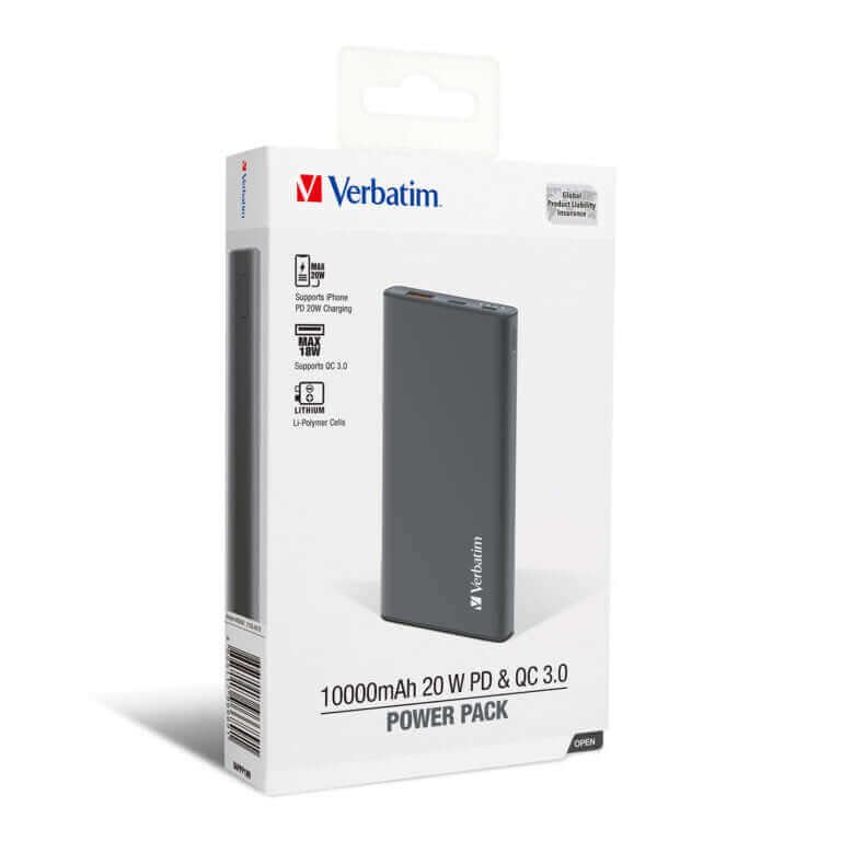 Verbatim 10000mAh 20W PD & QC 3.0 Power Pack by Corporate Gift Store Singapore