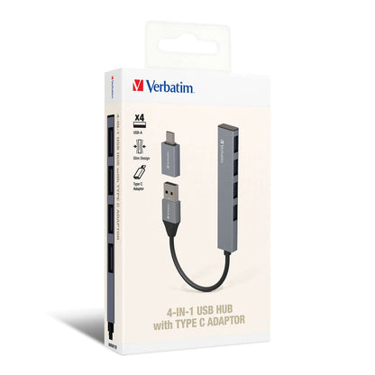 Verbatim 4-in-1 USB Hub with Type C Adaptor 66753 by Corporate Gift Store Singapore