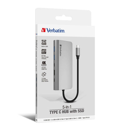 Verbatim 5-in-1 Type C Hub with SSD by Corporate Gift Store Singapore