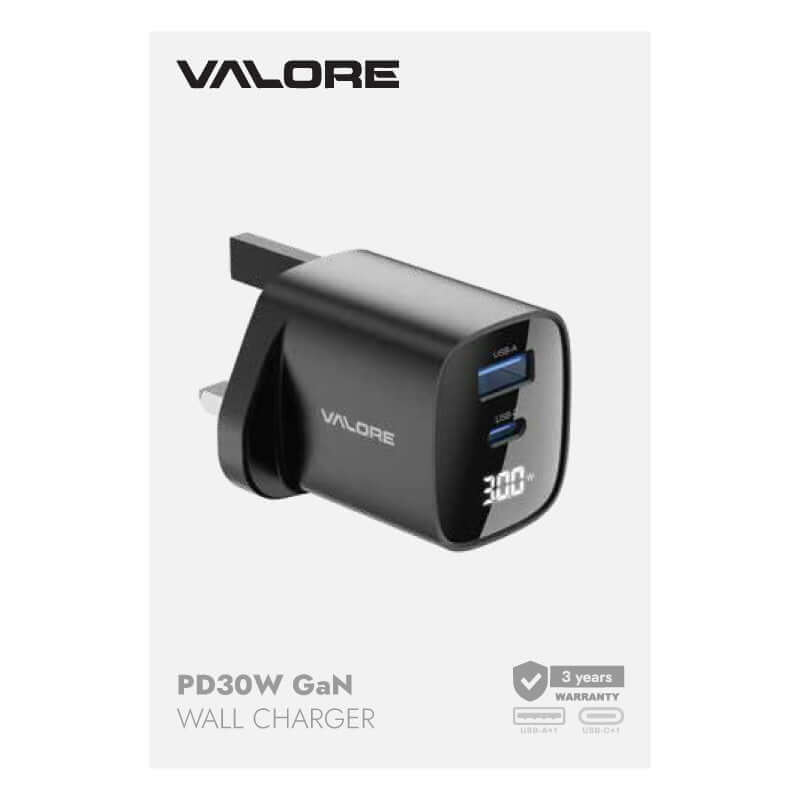 Valore PD30W GaN Wall Charger with Digital Display (PA-001) by Corporate Gift Store Singapore
