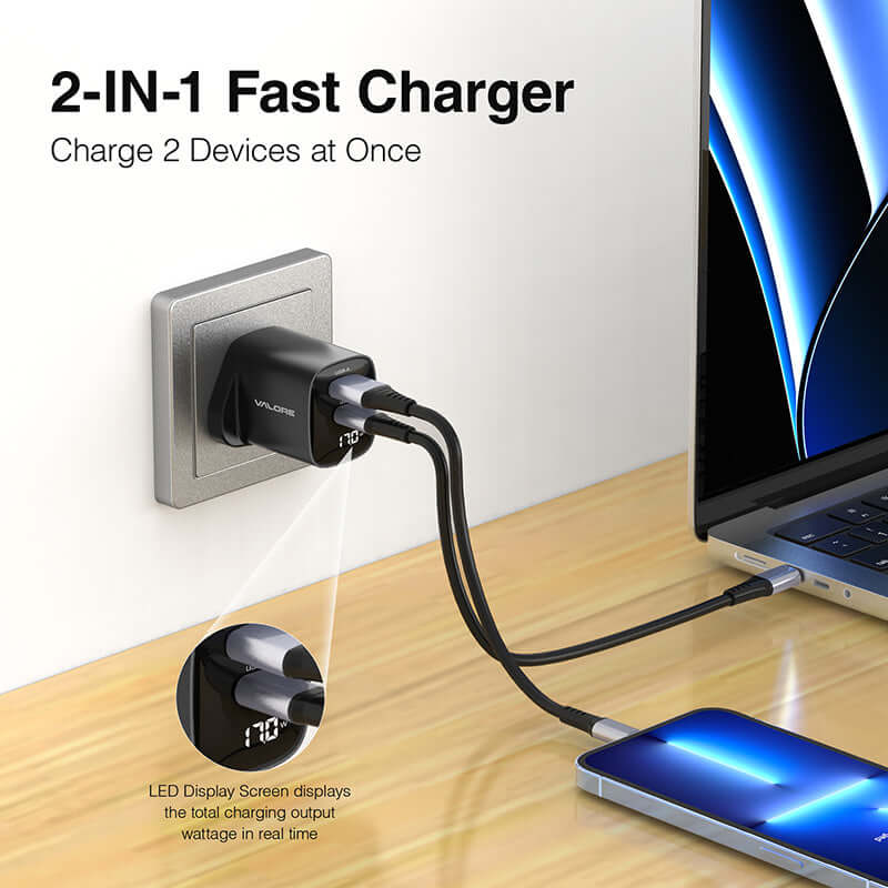 Valore PD30W GaN Wall Charger with Digital Display (PA-001) by Corporate Gift Store Singapore