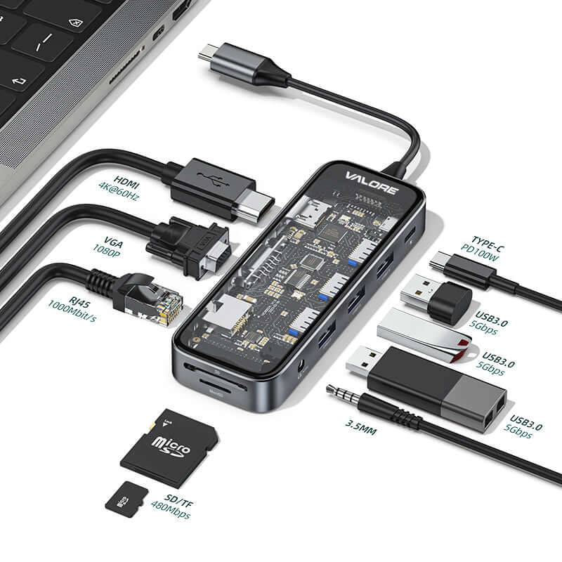 Valore 10-in-1 USB-C Transparent Hub (MH-007) by Corporate Gift Store Singapore