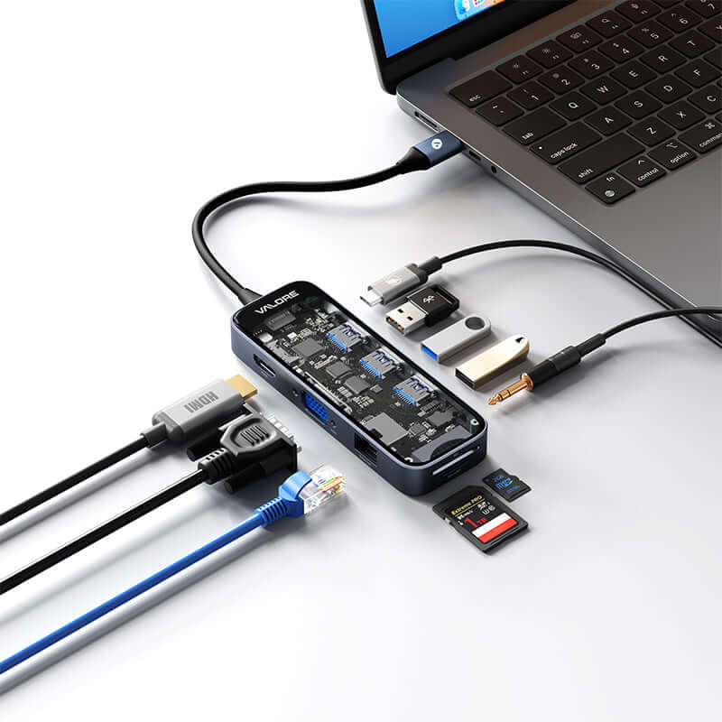 Valore 10-in-1 USB-C Transparent Hub (MH-007) by Corporate Gift Store Singapore