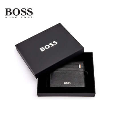 Hugo Boss Card holder Iconic Black in a stylish gift box, perfect for a corporate gift.