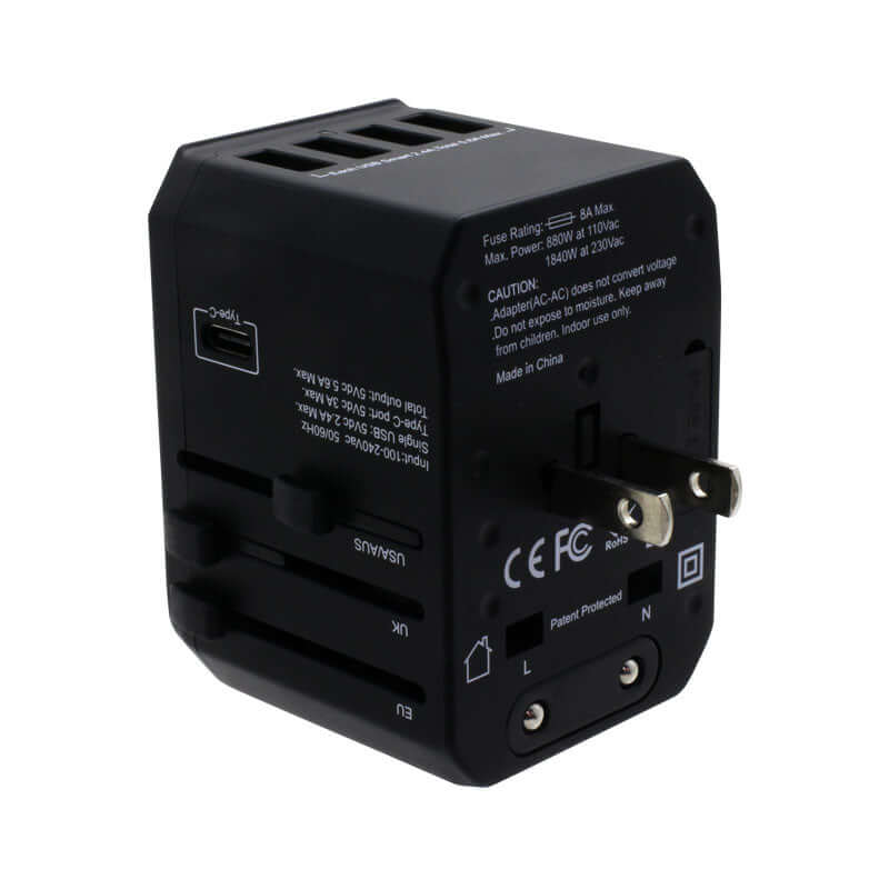 Valore Universal Travel Adaptor with 4 USB + 1 Type-C Output (AC57) by Corporate Gift Store Singapore