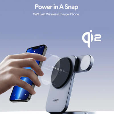 AUKEY LC-MC312 MagFusion Z Qi2 3-in-1 Foldable Magnetic Fast Wireless Charging Station Corporate Gift Singapore