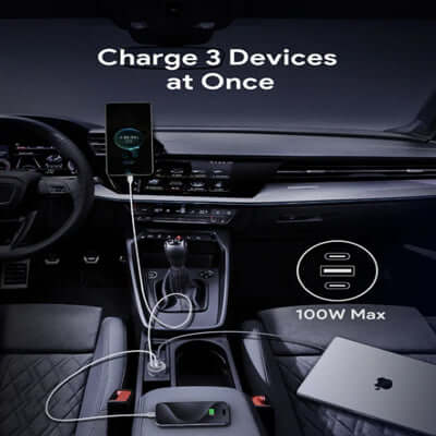 Aukey CC-P3 Pathfinder Mix 3 100W Fast Charging Car Charger Corporate Gift Singapore