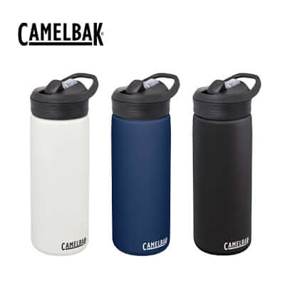 CamelBak Eddy+ Vacuum Bottle 600ml available in white, navy, and black colors for hydration.