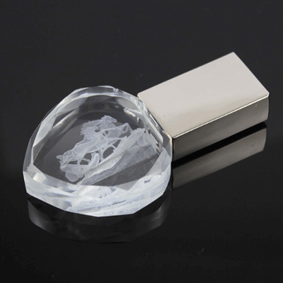 Heart Shaped Crystal USB Flash Drive with Colored Case by Corporate Gift Store Singapore