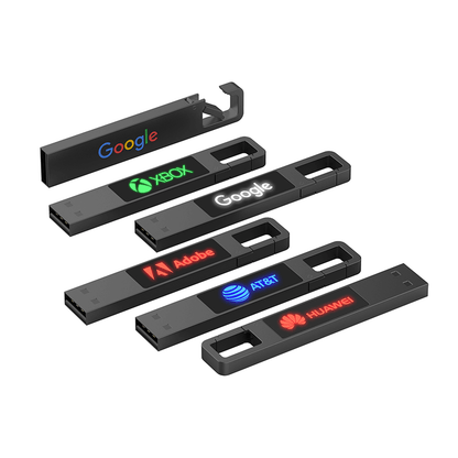 Metal Hook USB Flash Drive with LED Logo by Corporate Gift Store Singapore