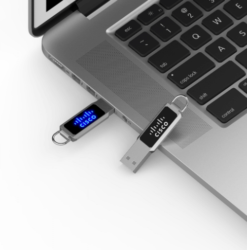 Metal Loop USB Flash Drive with LED Logo by Corporate Gift Store Singapore