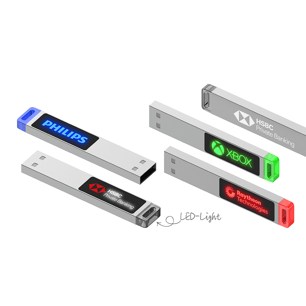 Metal USB Flash Drive with LED Light and Logo by Corporate Gift Store Singapore