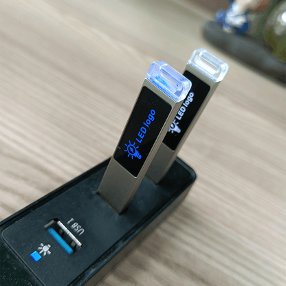 Metal USB Flash Drive with LED Light and Logo by Corporate Gift Store Singapore