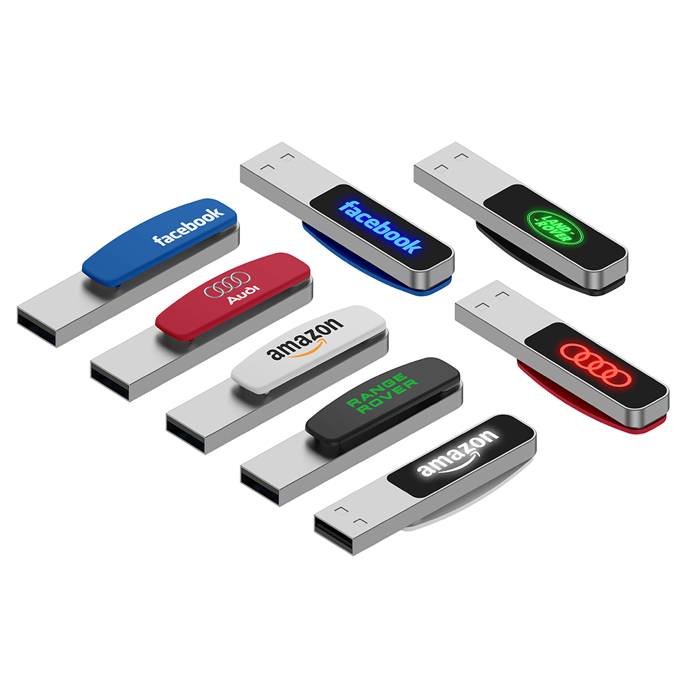 Oval Clip On USB Flash Drive with LED Logo by Corporate Gift Store Singapore