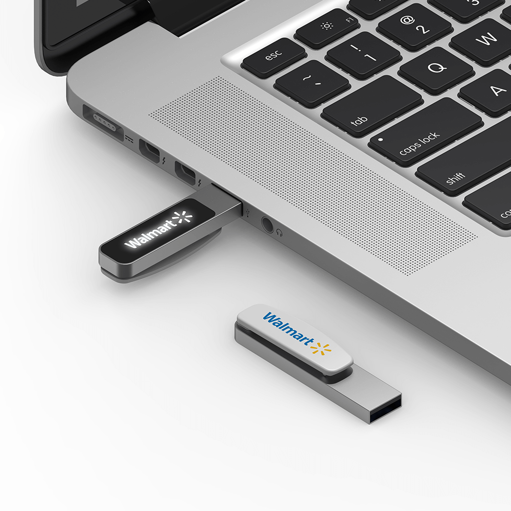 Oval Clip On USB Flash Drive with LED Logo by Corporate Gift Store Singapore