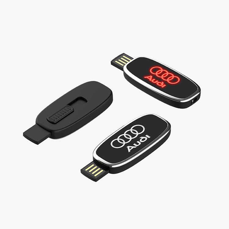 Oval Slider USB Flash Drive with Strap and LED Logo by Corporate Gift Store Singapore