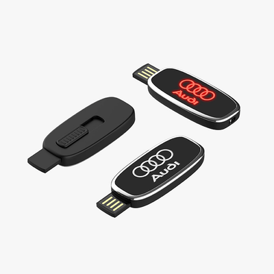 Oval Slider USB Flash Drive with Strap and LED Logo