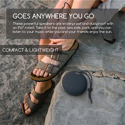Blackdot Pancake Wireless Waterproof Speakers with In-Built Mic by Corporate Gift Store Singapore