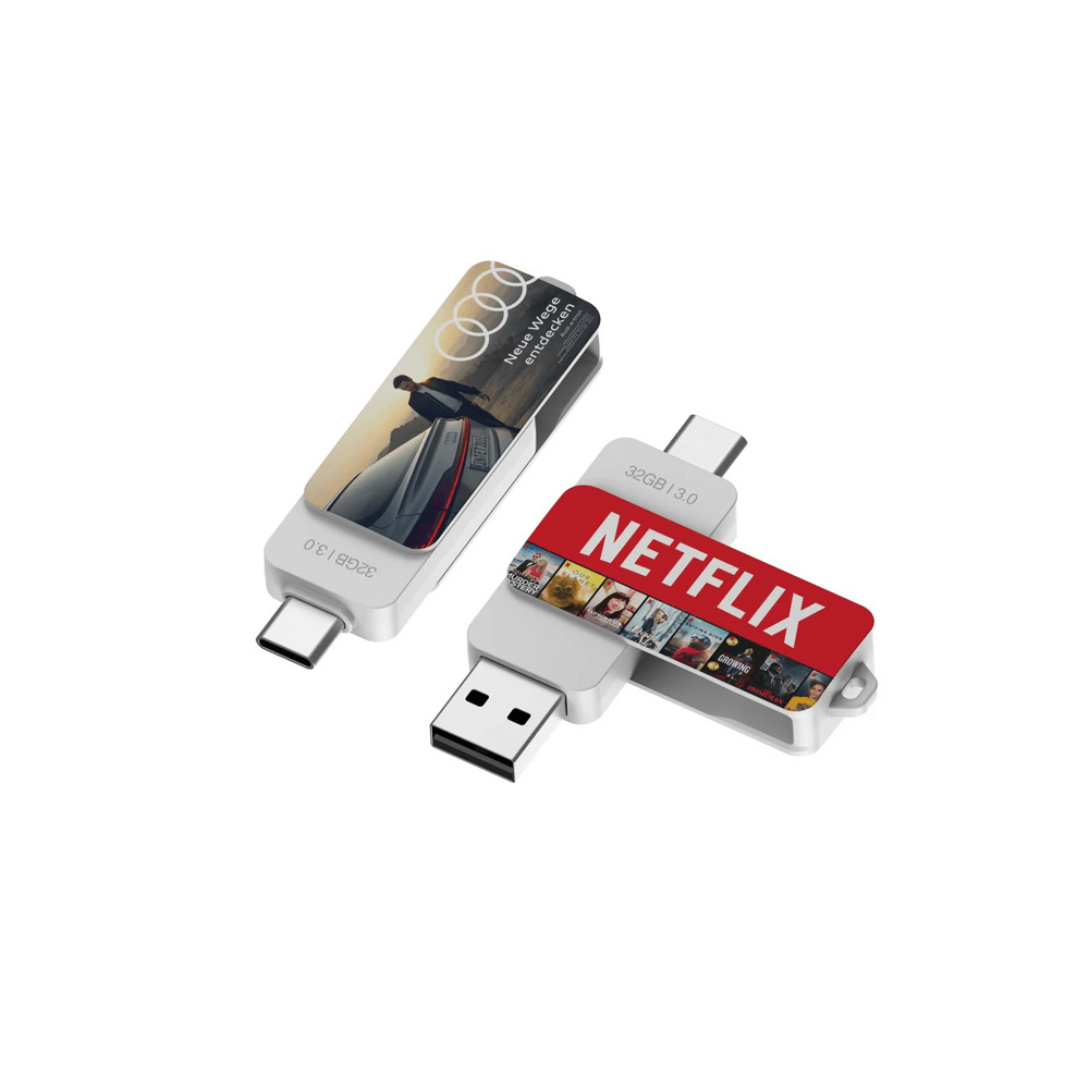 Rectangular Swivel OTG USB Drive with Triangular Loop (Android) by Corporate Gift Store Singapore