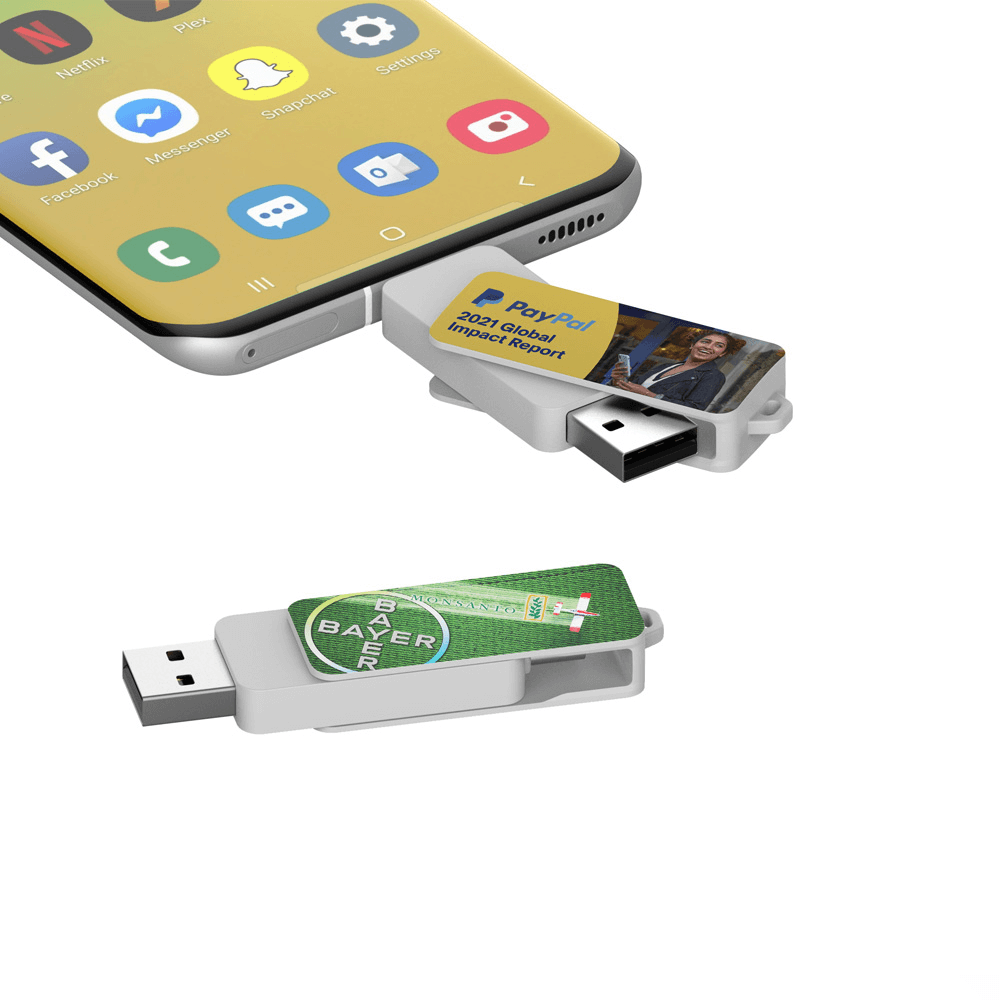 Rectangular Swivel OTG USB Drive with Triangular Loop (Android) by Corporate Gift Store Singapore