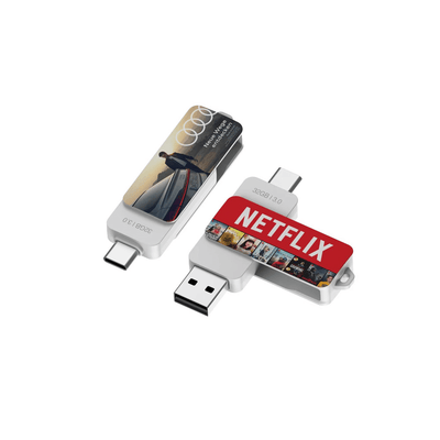 Rectangular Swivel OTG USB Drive with Triangular Loop (Android)