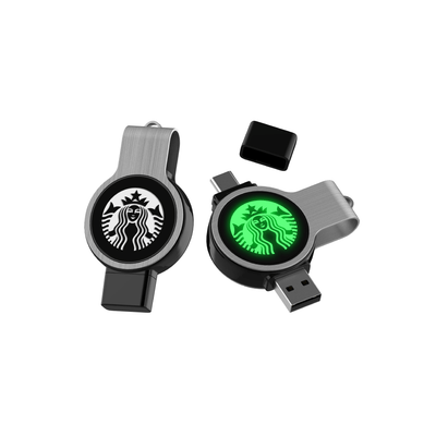 Round Swivel USB OTG Flash Drive with LED Logo