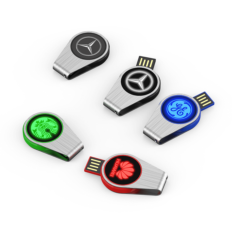 Round Swivel USB Flash Drive with LED Logo by Corporate Gift Store Singapore