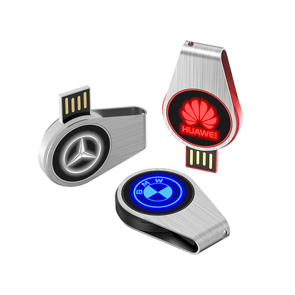 Round Swivel USB Flash Drive with LED Logo by Corporate Gift Store Singapore